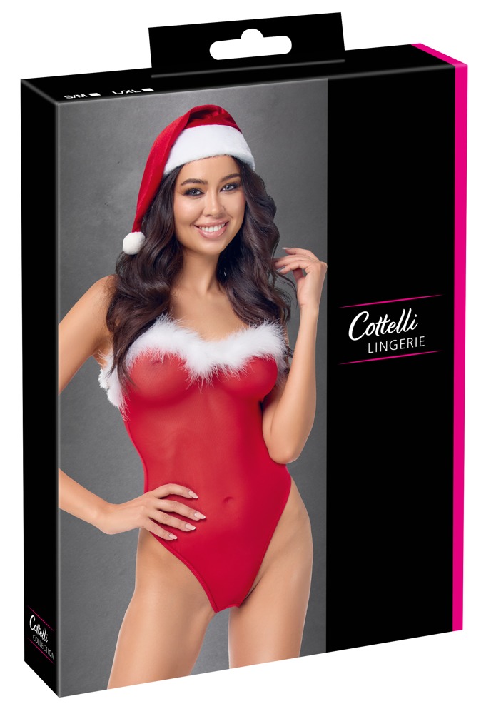 Weihnachts-Stringbody mit Mütze X-Mas – Cottelli LINGERIE