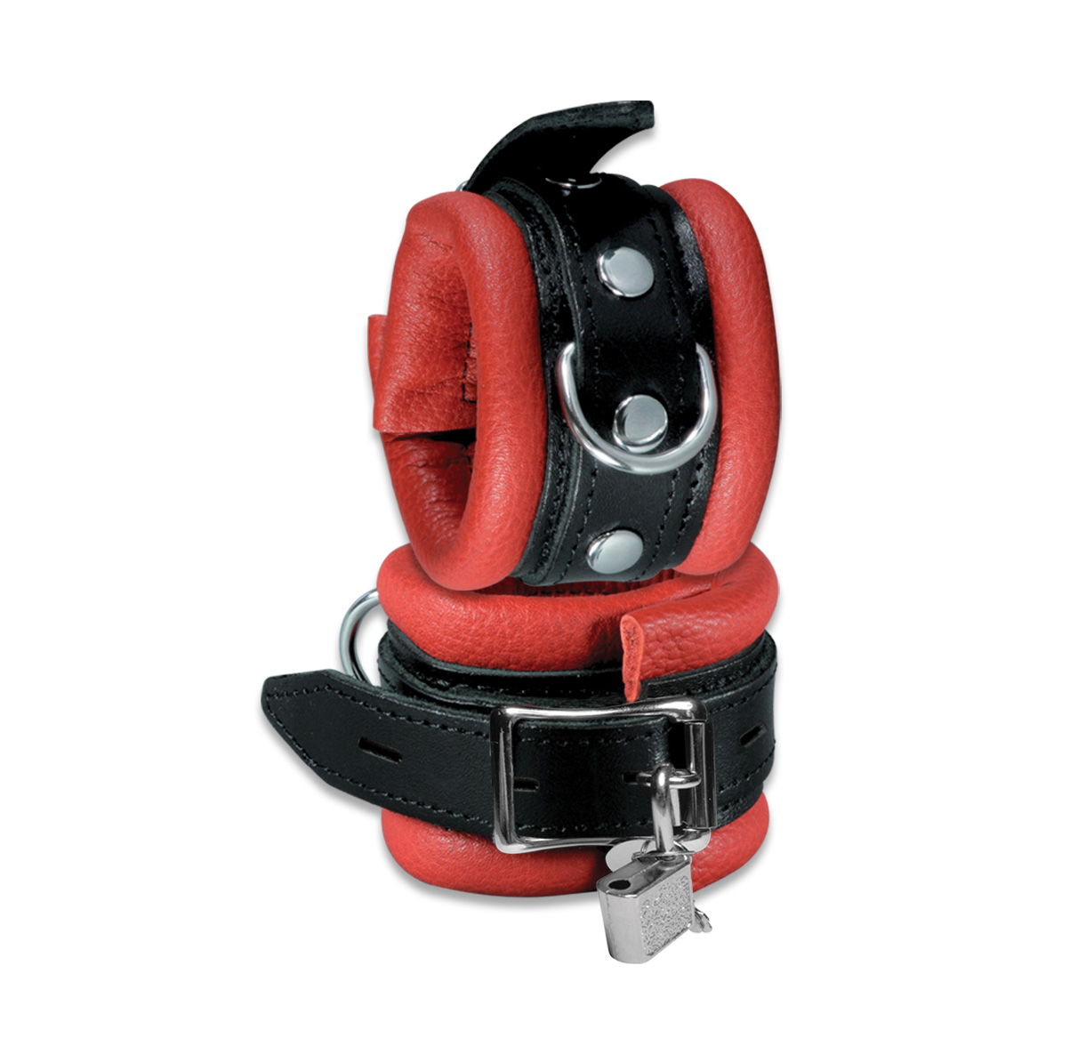 High Quality - Handfesseln schmal rot abschließbar