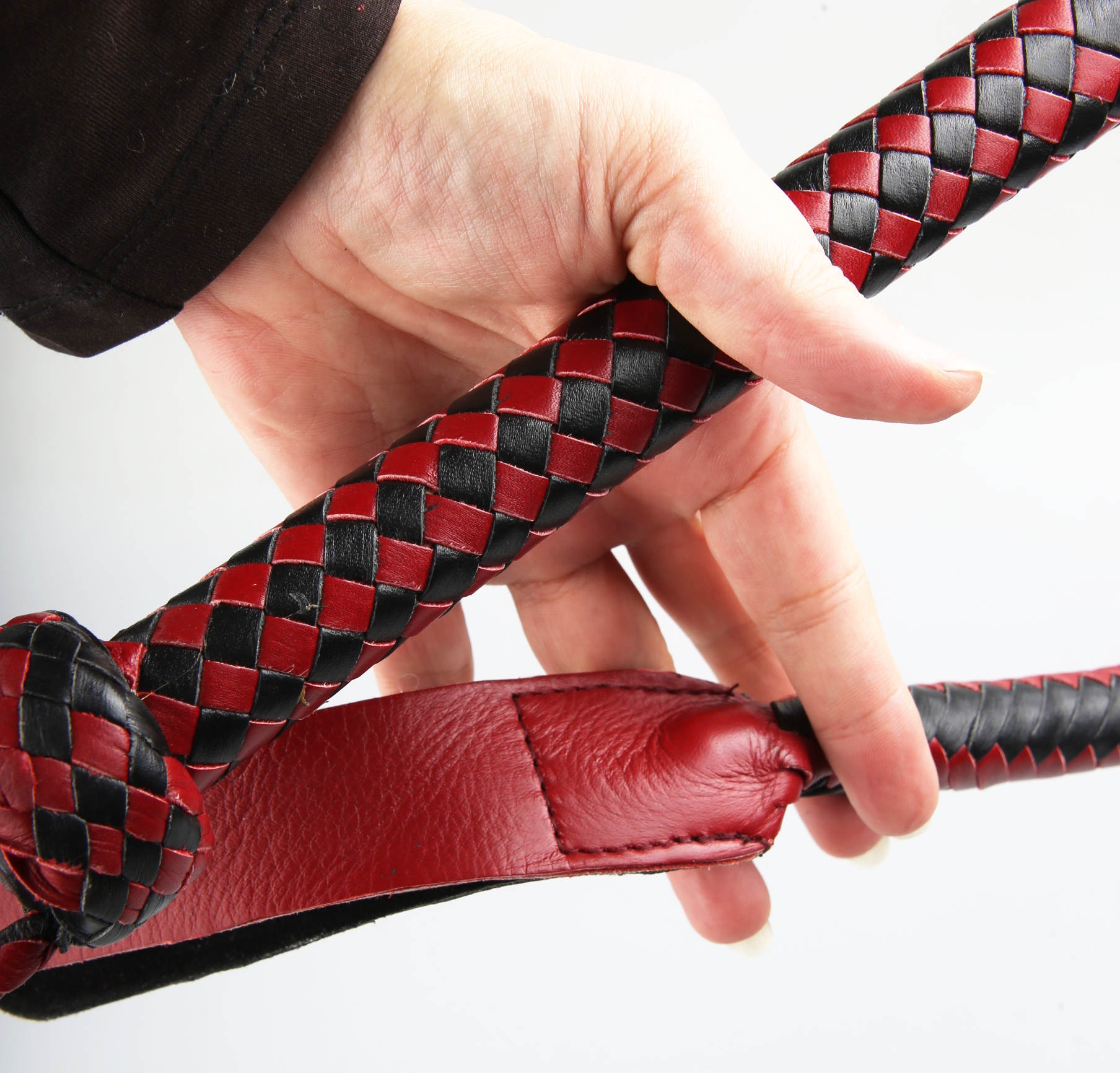 Kantschu - Single Tail Whip - mit Klatsche 90cm - rot-schwarz