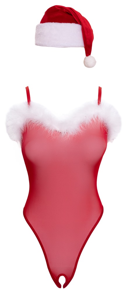 Weihnachts-Stringbody mit Mütze X-Mas – Cottelli LINGERIE